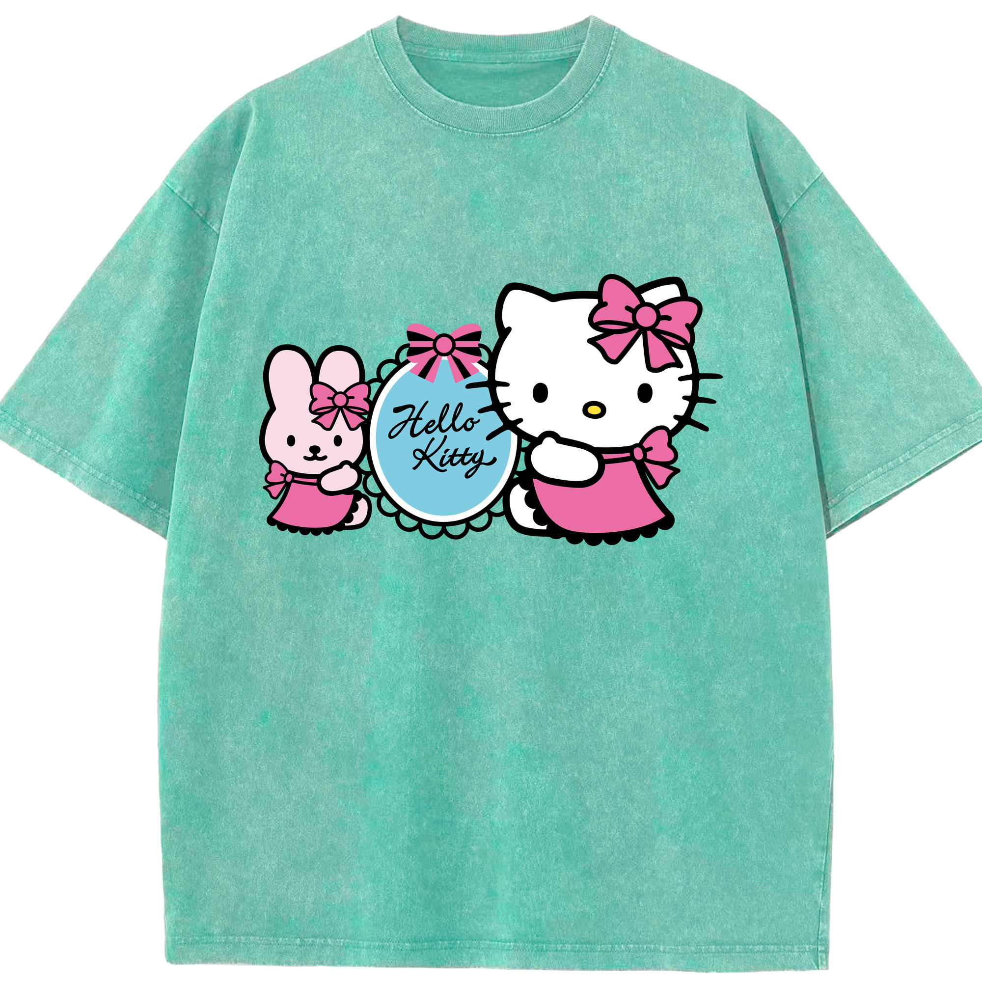 （画像用） Hello Kitty ハローキティ 綿100% ヴィンテージ風 半袖Tシャツ（フロントプリント）